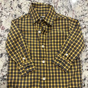 Janie and Jack Yellow and Navy Plaid Shirt